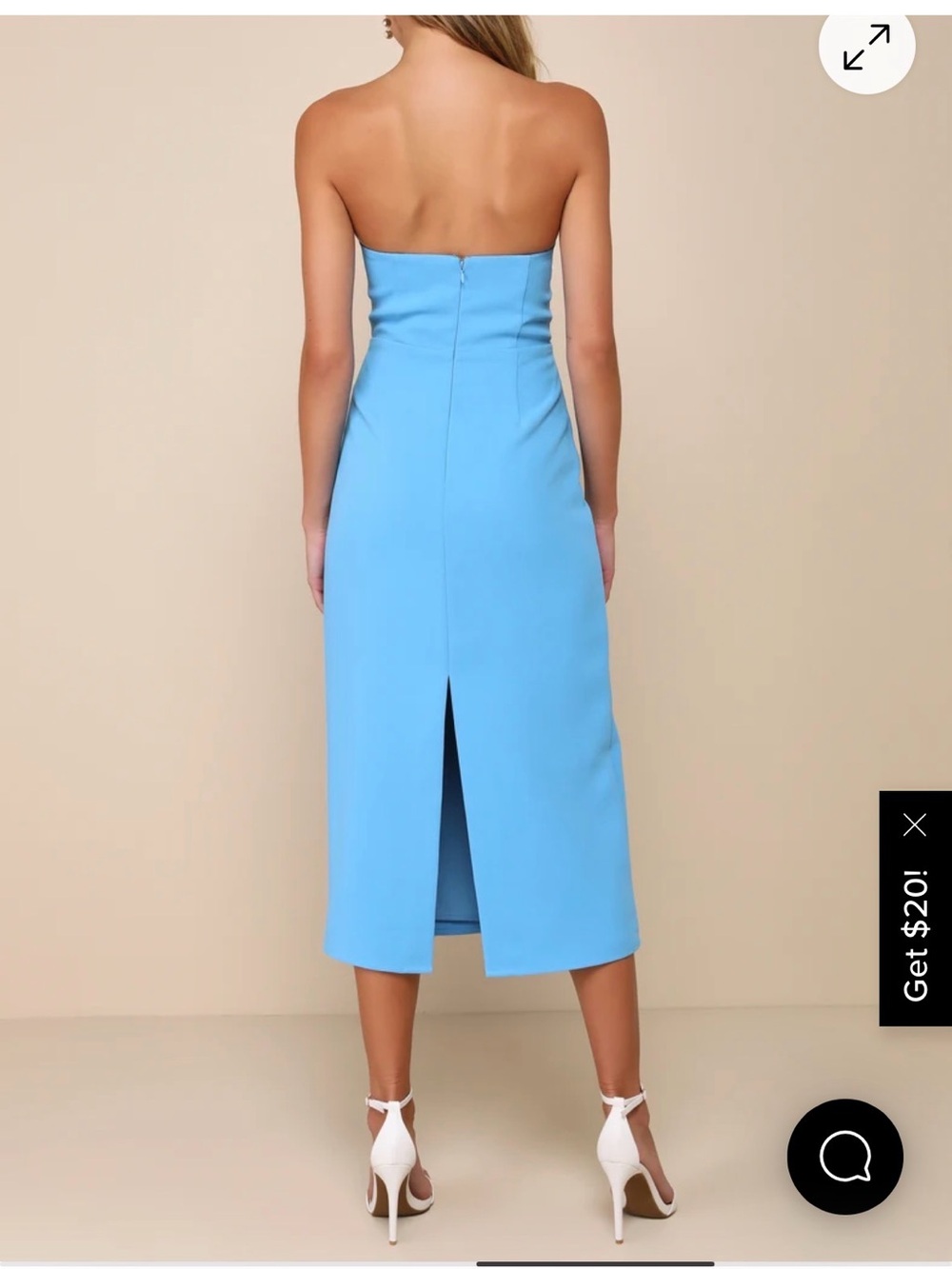 Lulus Vip Instinct Light Blue Strapless Midi Dress - Size M - Picture 3 of 3